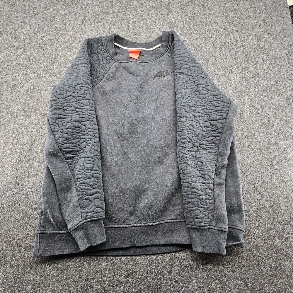 Nike Women‎ Sweater L Black Sportswear Club Fleece Pullover Rally Quilted